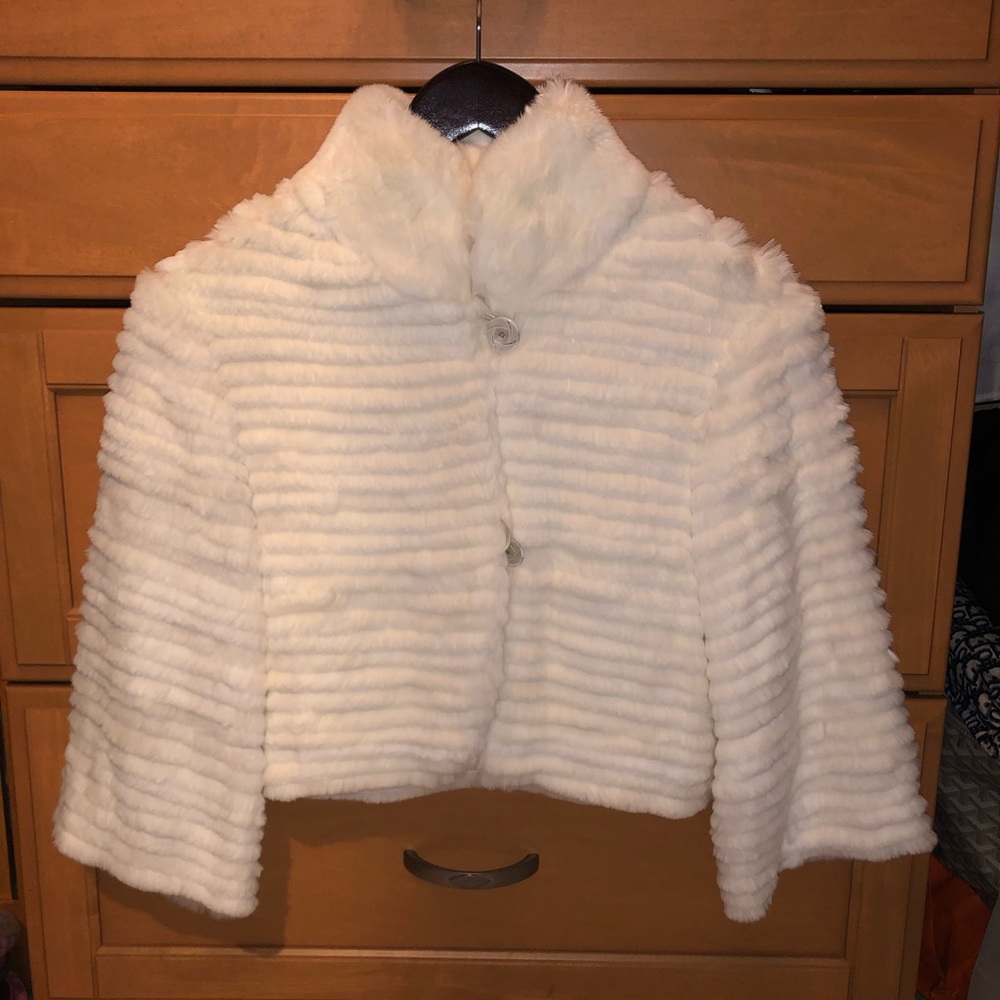 Belle Fare white rabbit coat